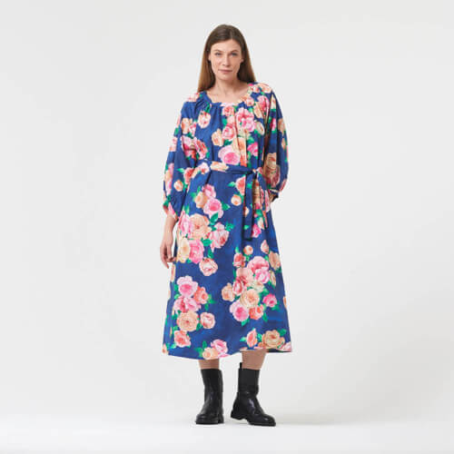 IC012 Poplin 100% Cotton Fabric Midnight Blue / Mlt Patricia Softened