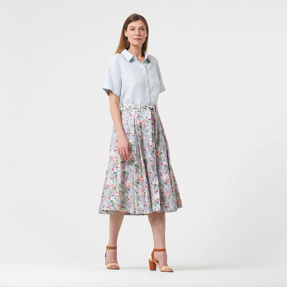 IC023 Faille 100% Cotton Fabric Ashes Grey / Mlt Margaret Softened