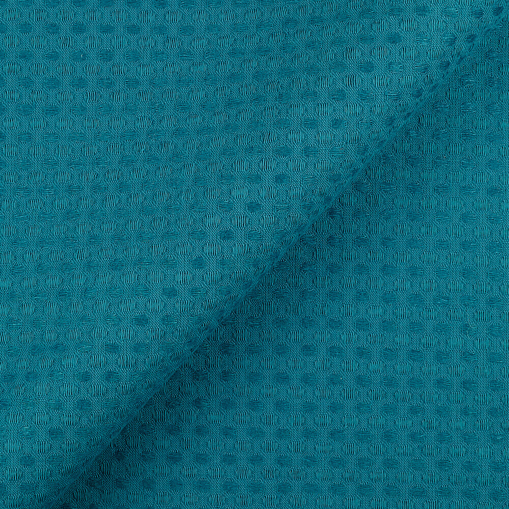 IS010 Waffle 54% Linen / 46% Cotton Fabric Cerulean Softened