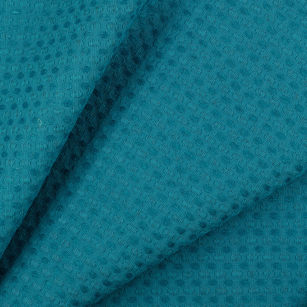 IS010 Waffle 54% Linen / 46% Cotton Fabric Cerulean Softened