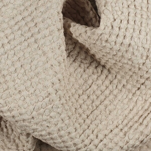 IS010 Waffle 54% Linen / 46% Cotton Fabric Pebble Softened