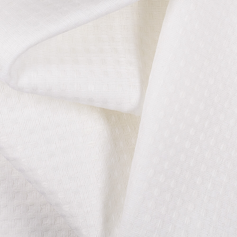 IS010 Waffle 54% Linen / 46% Cotton Fabric Optic White Softened