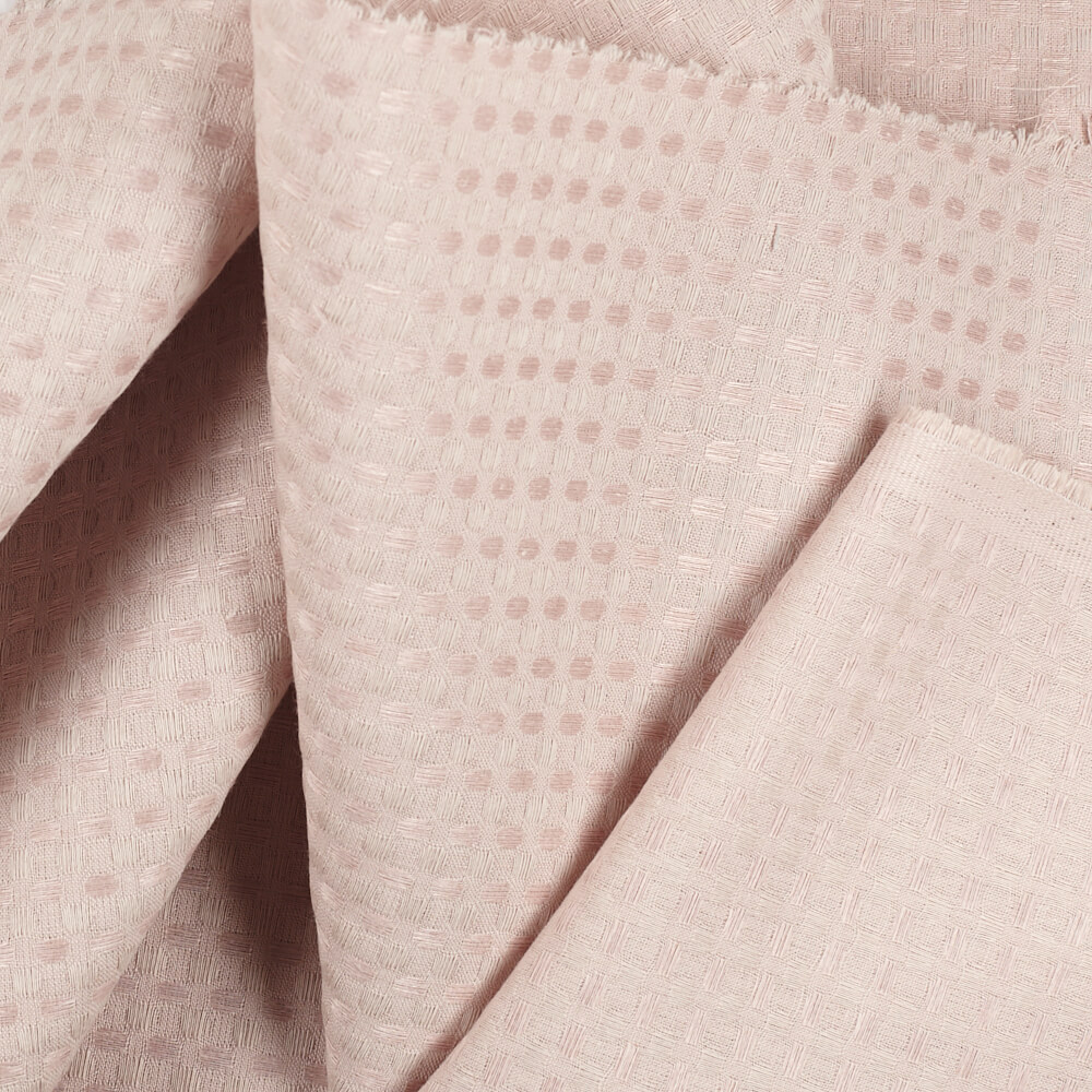 IS010 Waffle 54% Linen / 46% Cotton Fabric Rose Smoke Softened