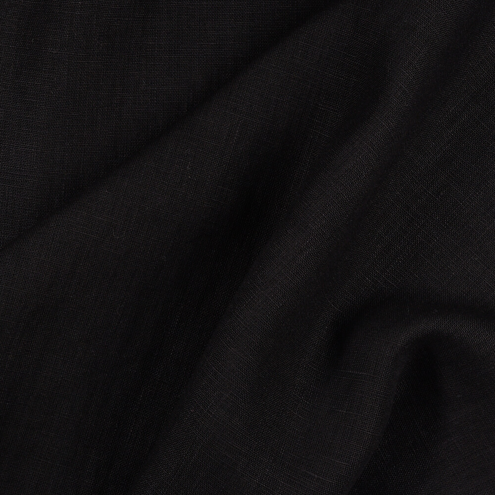 4C22 Rustic  100% Linen Fabric Black Softened