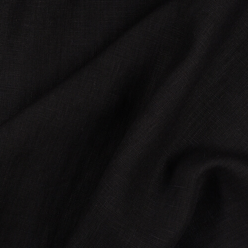 4C22 Rustic  100% Linen Fabric Black Softened