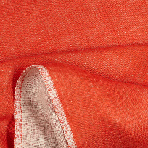 IL028 Double Sided - 873 Orange-natural 100% Linen Wholesale Fabric by the Bolt