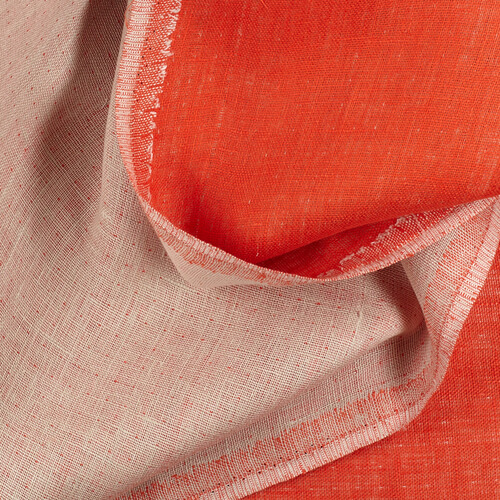 IL028 Double Sided 100% Linen Fabric  - 873 Orange-natural Softened
