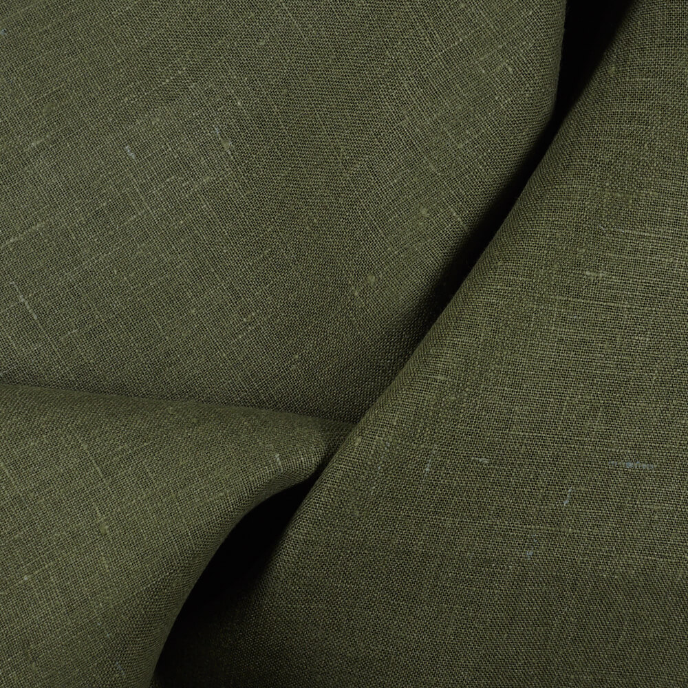 4C22 Rustic  100% Linen Fabric Moss Softened