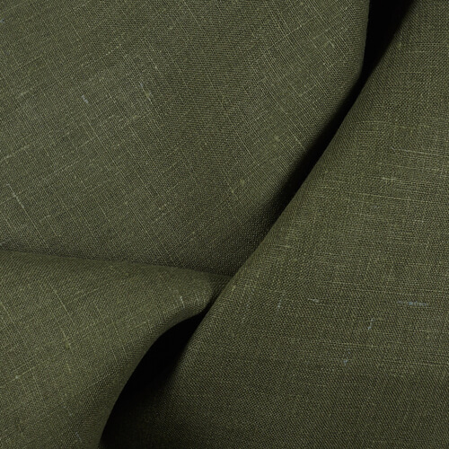4C22 Rustic  100% Linen Fabric Moss Softened