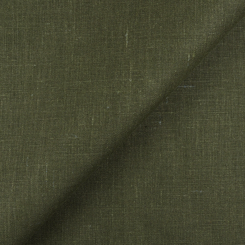 4C22 Rustic  100% Linen Fabric Moss Softened