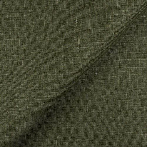 4C22 Rustic  100% Linen Fabric Moss Softened