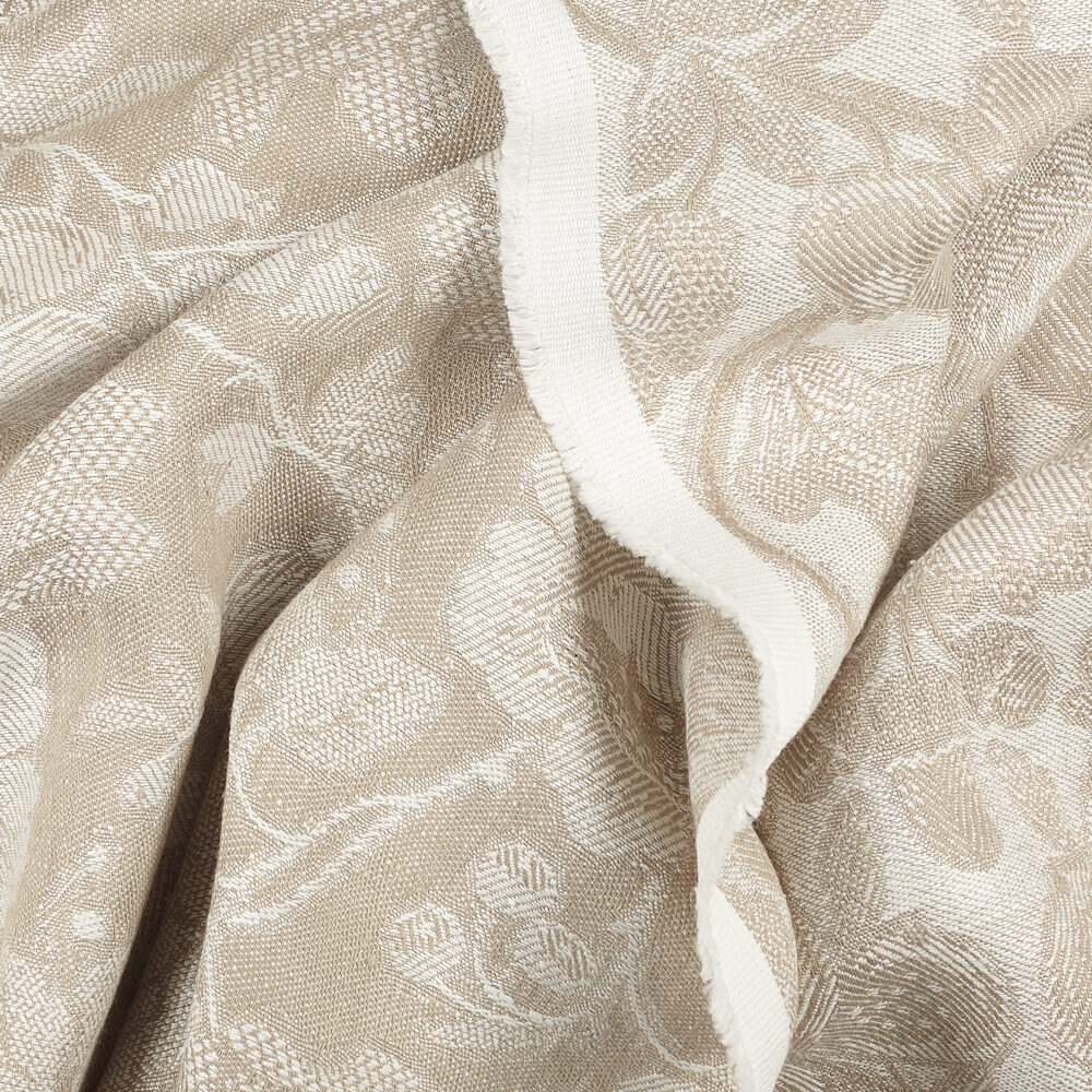 IL098 Jacquard 100% Linen Fabric Natural / White - Loire Fs Signature Finish