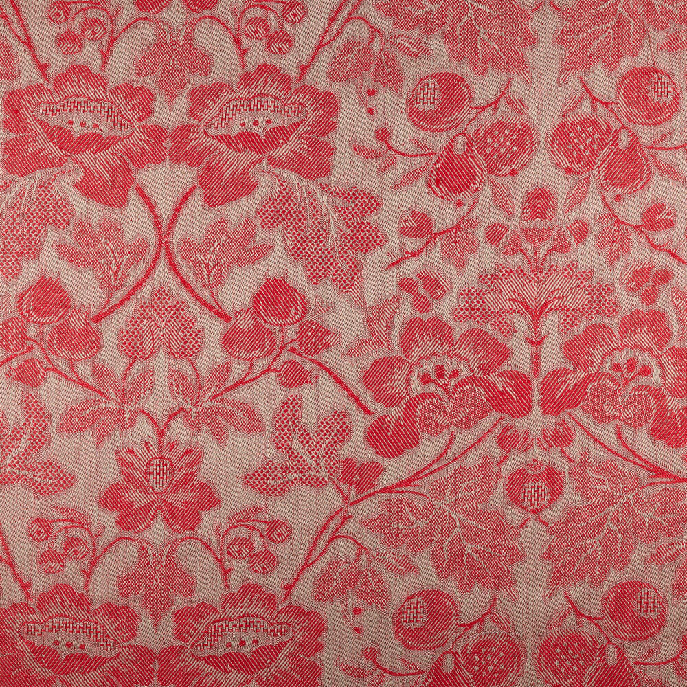 IL098 Jacquard Natural / Crimson - Loire 100% Linen Fabric