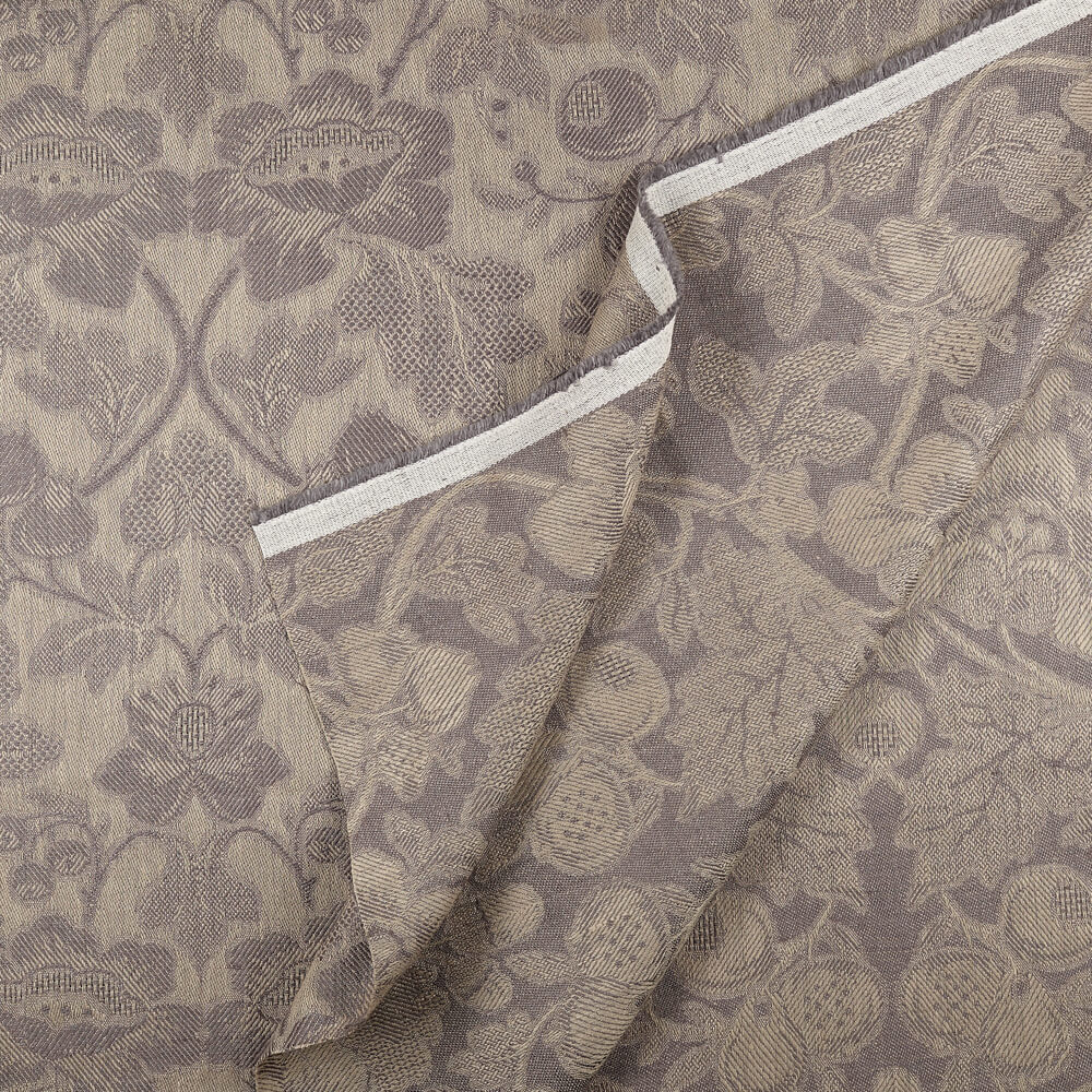 IL098 Jacquard 100% Linen Fabric Natural / Graphite - Loire Fs Signature Finish