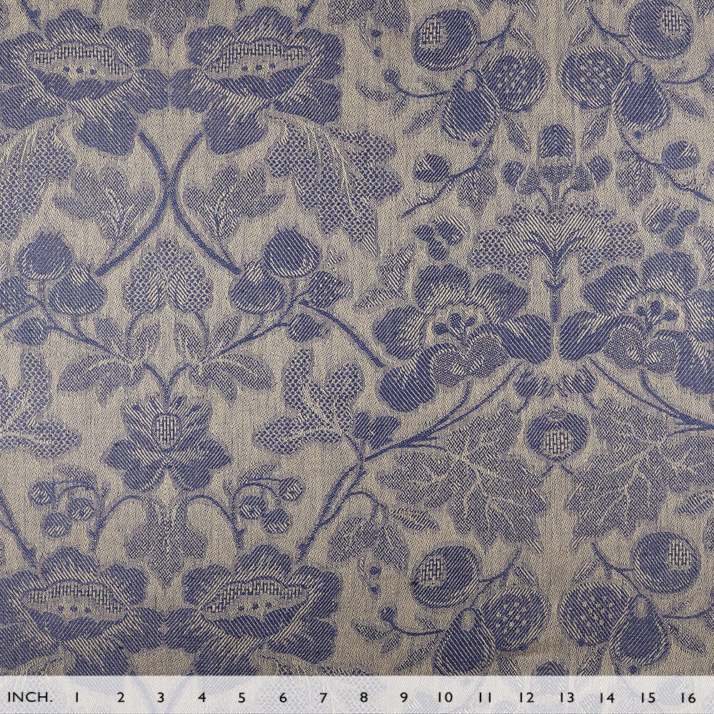 IL098 Jacquard 100% Linen Fabric Natural / Insignia Blue - Loire Fs Signature Finish