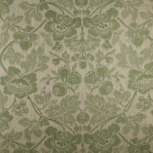 IL098 Jacquard Natural / Evergreen - Loire 100% Linen Wholesale Fabric by the Bolt