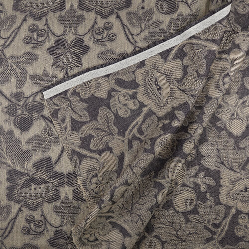 IL098 Jacquard 100% Linen Fabric Natural / Black - Loire Fs Signature Finish