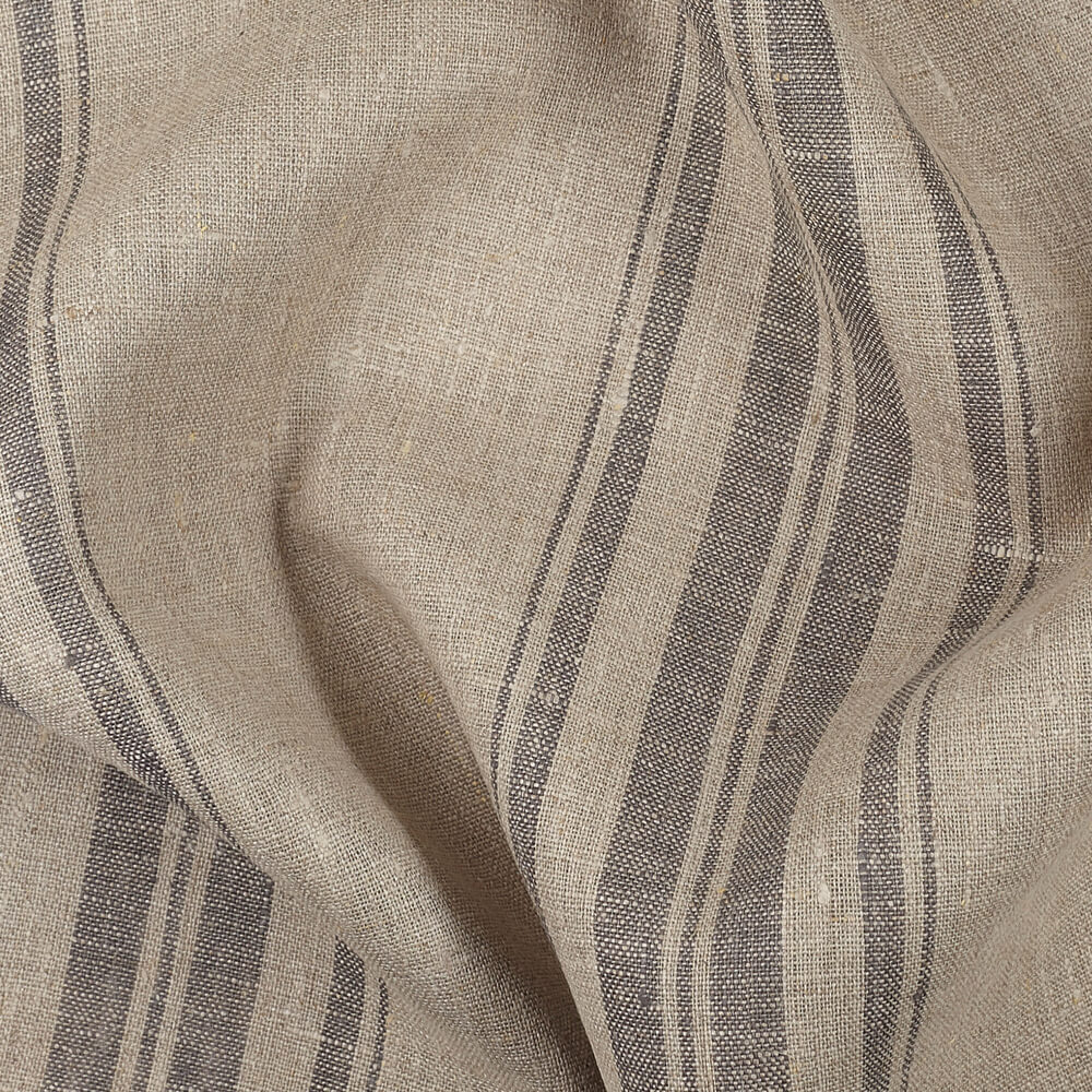 IL084 Narrow Width 100% Linen Fabric Natural / Graphite - Remy Softened