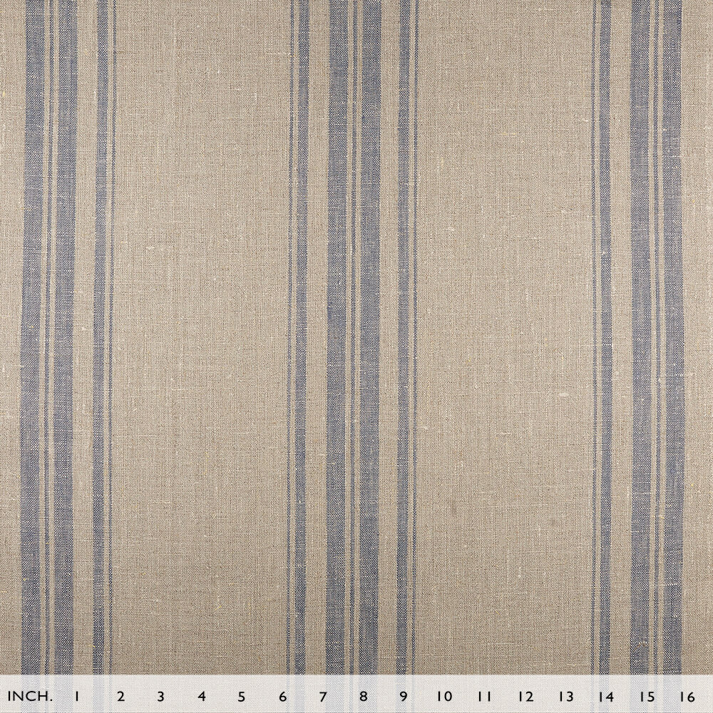 IL084 Narrow Width 100% Linen Fabric Natural / Blue Mirage - Remy Softened
