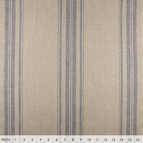 IL084 Narrow Width 100% Linen Fabric Natural / Blue Mirage - Remy Softened
