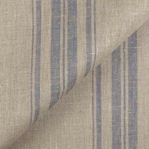 IL084 Narrow Width 100% Linen Fabric Natural / Blue Mirage - Remy Softened