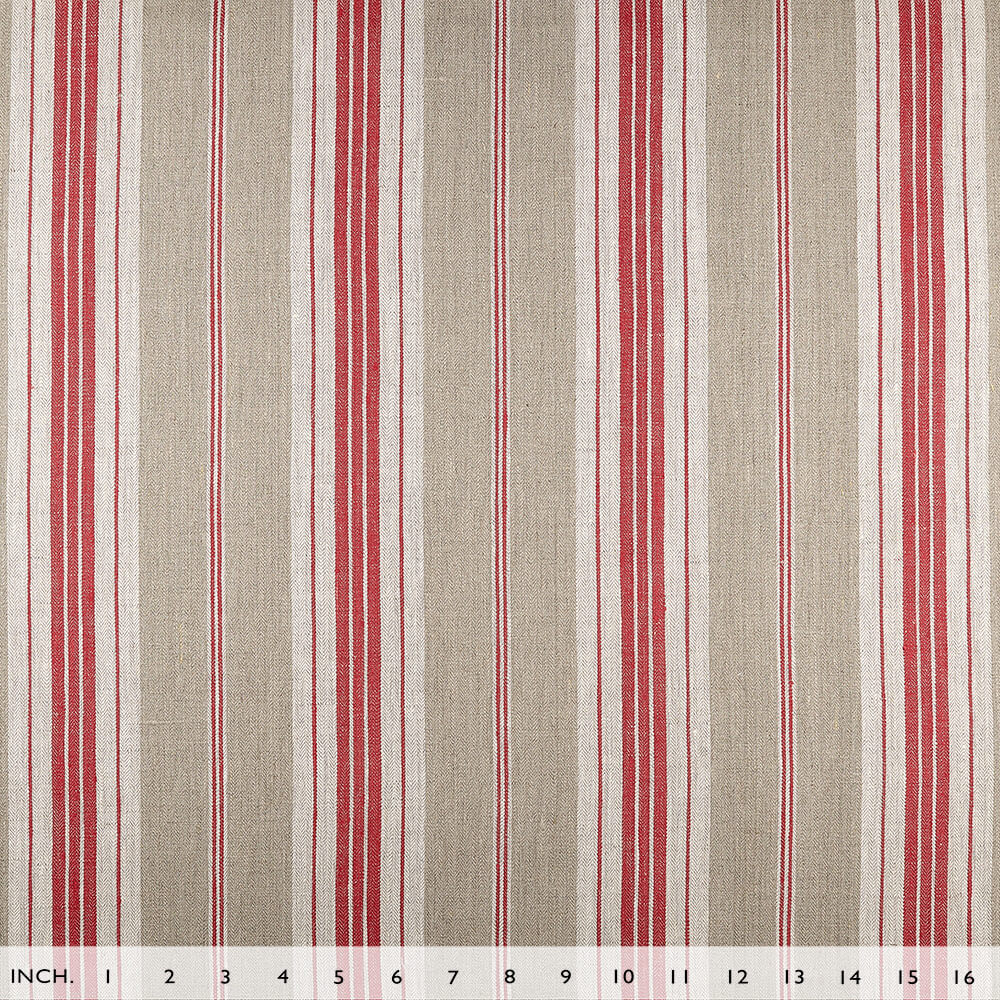 IL087 French Ticking 100% Linen Fabric Mlt-1 - Normandy Fs Premier Finish
