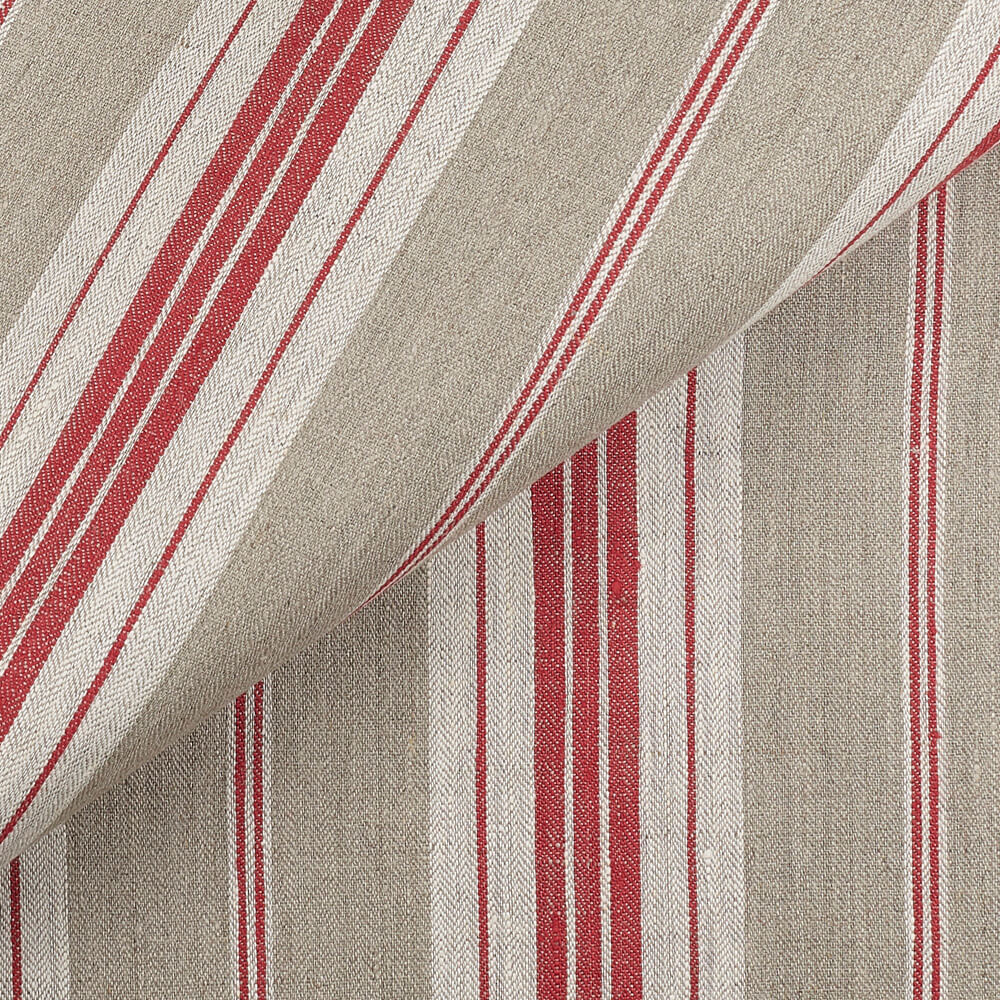 IL087 French Ticking 100% Linen Fabric Mlt-1 - Normandy Fs Premier Finish