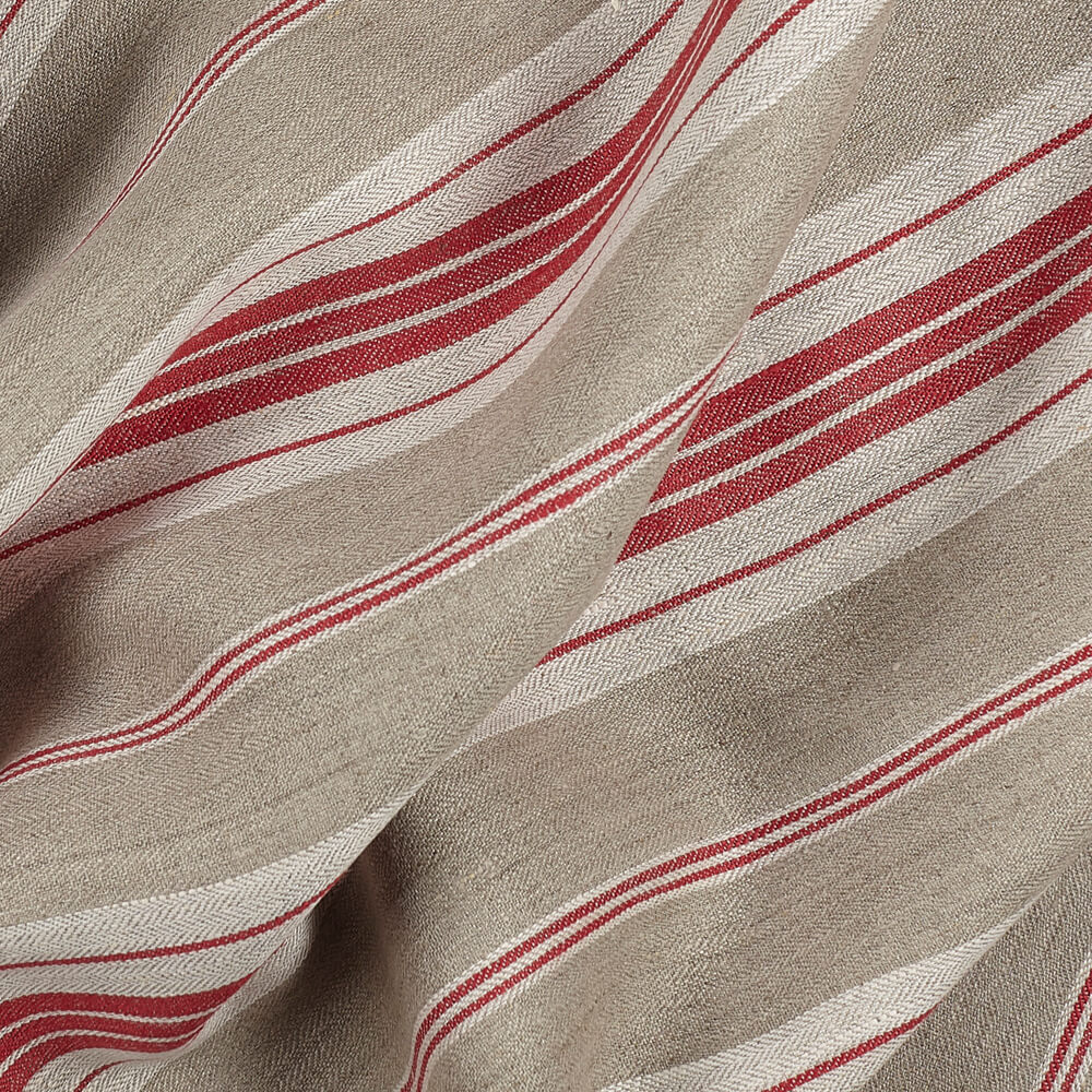 IL087 French Ticking 100% Linen Fabric Mlt-1 - Normandy Fs Premier Finish