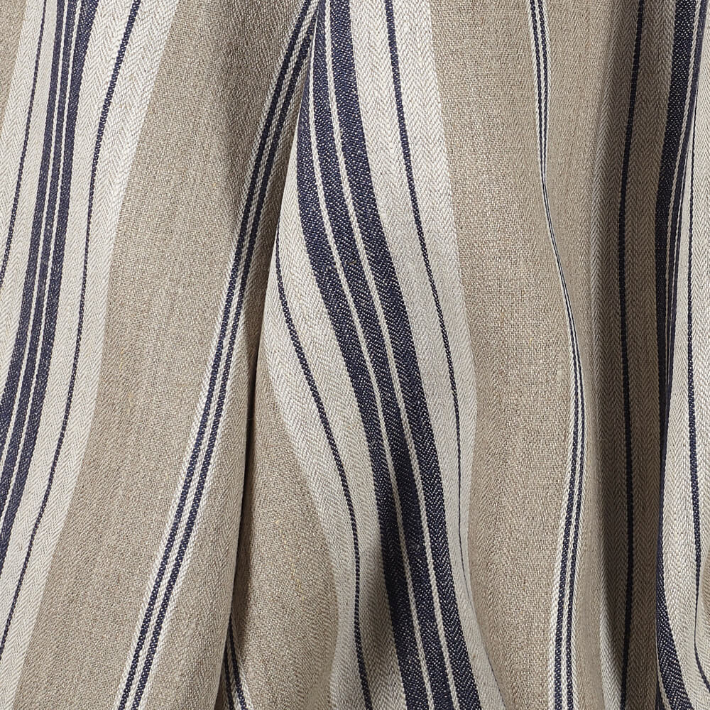 IL087 French Ticking 100% Linen Fabric Mlt-2 - Normandy Fs Premier Finish