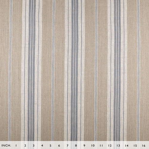 IL087 French Ticking 100% Linen Fabric Mlt-6 - Normandy Fs Premier Finish