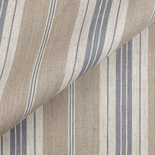 IL087 French Ticking 100% Linen Fabric Mlt-6 - Normandy Fs Premier Finish