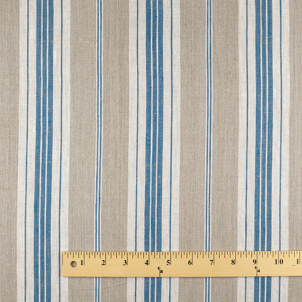 IL087 French Ticking 100% Linen Fabric Mlt-8 - Normandy Fs Premier Finish