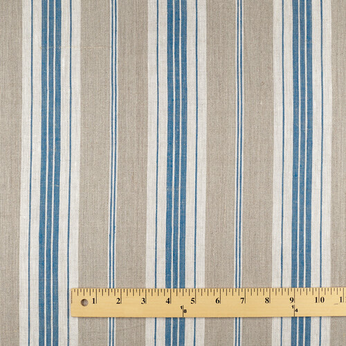 IL087 French Ticking 100% Linen Fabric Mlt-8 - Normandy Fs Premier Finish