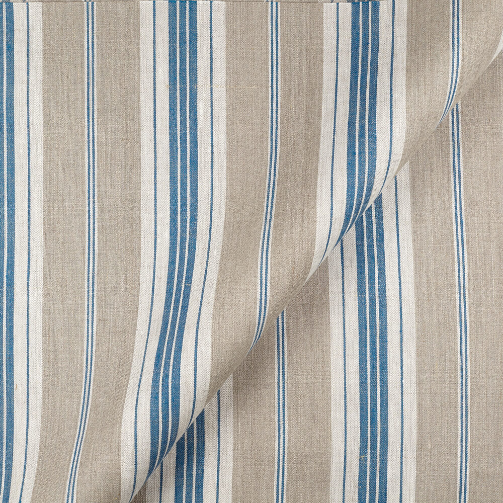 IL087 French Ticking 100% Linen Fabric Mlt-8 - Normandy Fs Premier Finish