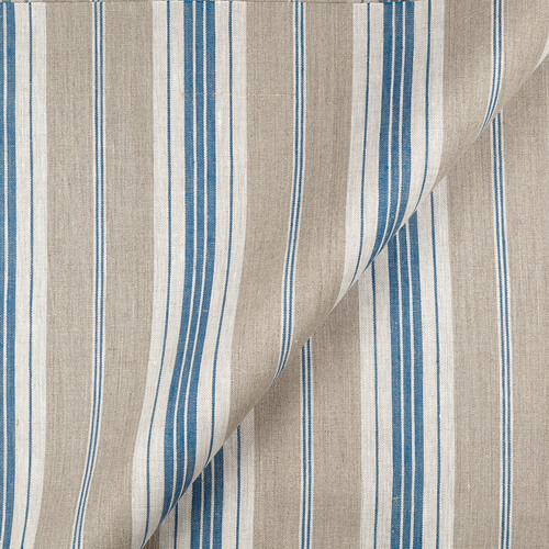 IL087 French Ticking 100% Linen Fabric Mlt-8 - Normandy Fs Premier Finish