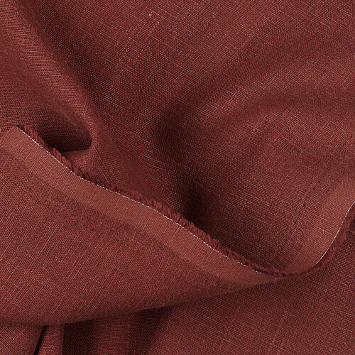 4C22 Rustic  100% Linen Fabric Auburn Softened