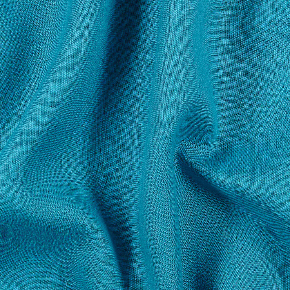 IL020 Handkerchief 100% Linen Fabric Mediterranean Blue Softened