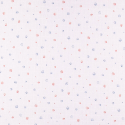 IC008 Muslin 100% Cotton Fabric White / Mlt Peas Softened