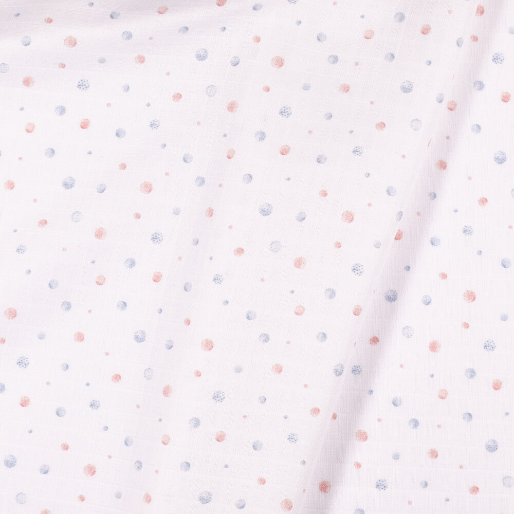 IC008 Muslin 100% Cotton Fabric White / Mlt Peas Softened