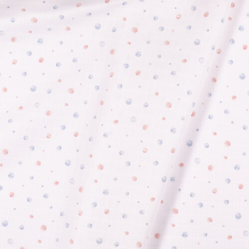 IC008 Muslin 100% Cotton Fabric White / Mlt Peas Softened