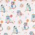 IC008 Muslin Blue / White Owlets 100% Cotton Discount Fabric