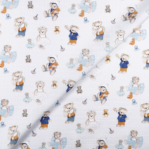 IC008  Joyful Teddies  BLUE / MLT  Softened - 100% Cotton - Very Light (2.8 oz/yd<sup>2</sup>)