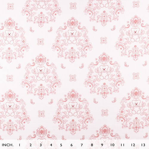 IC008 Muslin 100% Cotton Fabric White / Pink Teddy Bear Softened