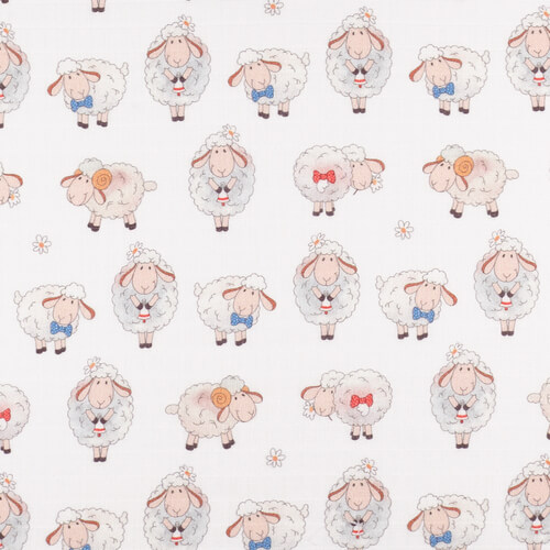 IC008 Muslin 100% Cotton Fabric White / Mlt Soft Sheep Softened