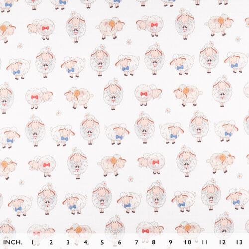 IC008 Muslin 100% Cotton Fabric White / Mlt Soft Sheep Softened