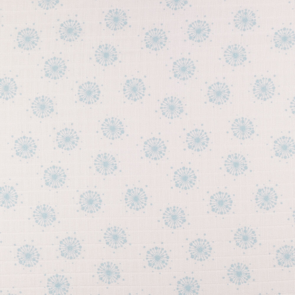 IC008 Muslin White / Blue Dandelion 100% Cotton Fabric