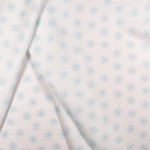 IC008 Muslin 100% Cotton Fabric White / Blue Dandelion Softened