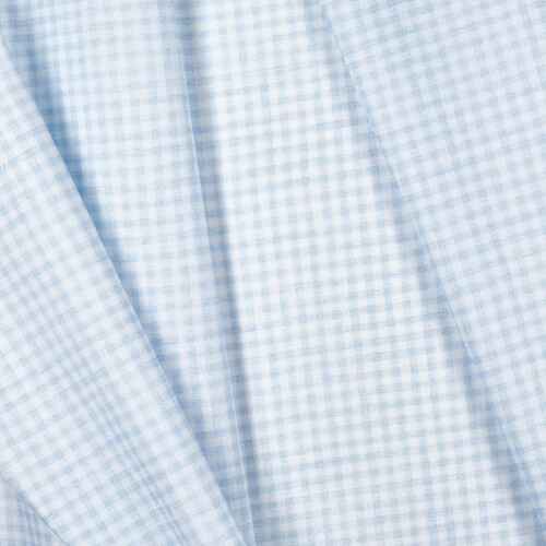 IC005 Percale 100% Cotton Fabric White / Blue Gingham 1/8″ Softened