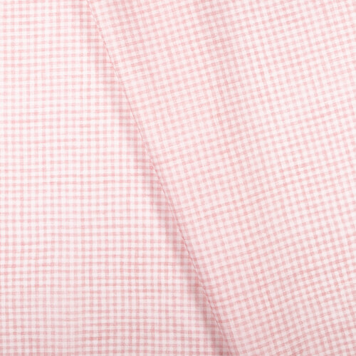 IC005 Percale 100% Cotton Fabric White / Pink Gingham 1/8″ Softened