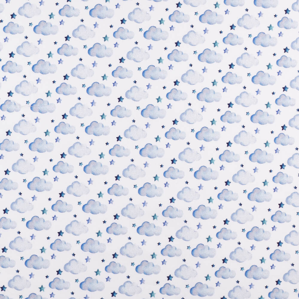IC005 Percale White / Blue Clouds 100% Cotton Fabric